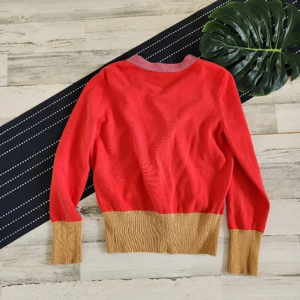 Cos Colour Block Cardigan In Red Size Small